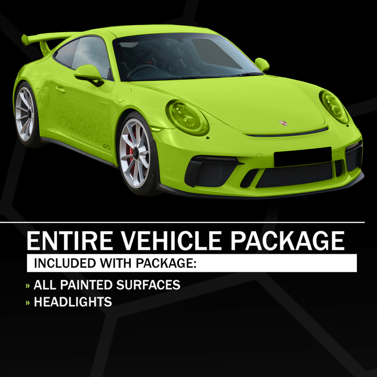 Diagram showing full body PPF coverage on a sports car.