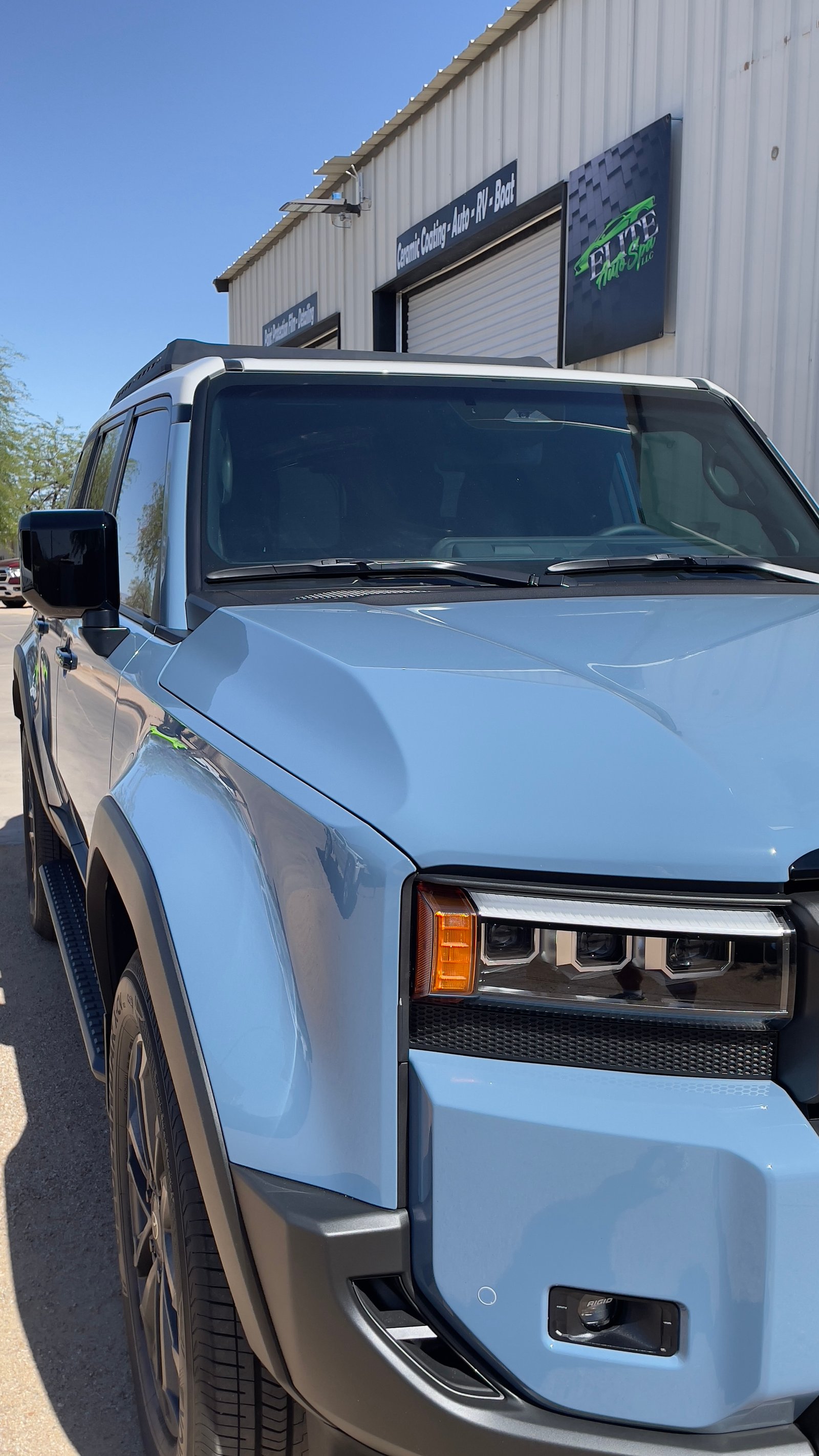Complete full front PPF protection installation showing hood, fenders, and bumper coverage