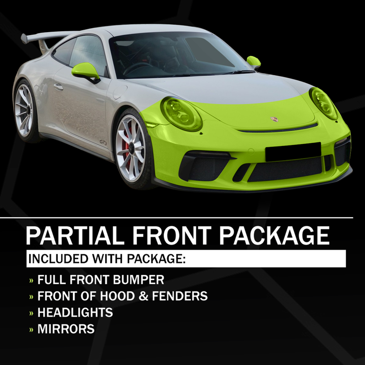 Diagram showing partial front PPF coverage on a car.